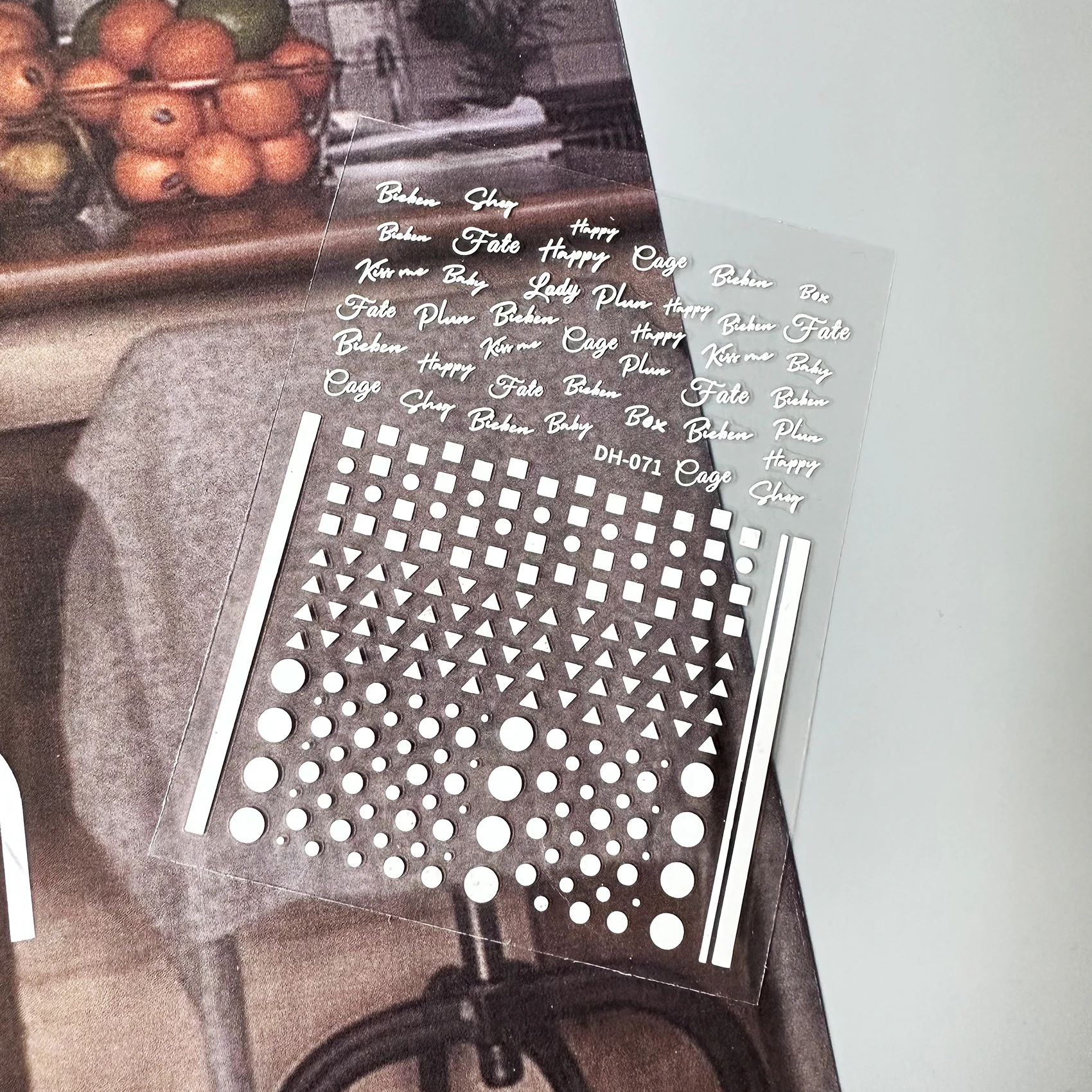 New Design 3D Flatness Nail Art Golden Golden White Rounded Triangle Pattern 3D Hot Stamping  Nail ART Stickers