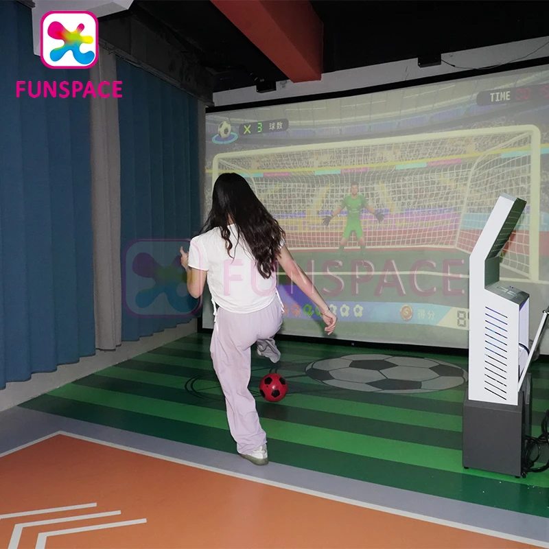 Funspace Interactive projector simulates playing football with a single player interactive projection game equipment
