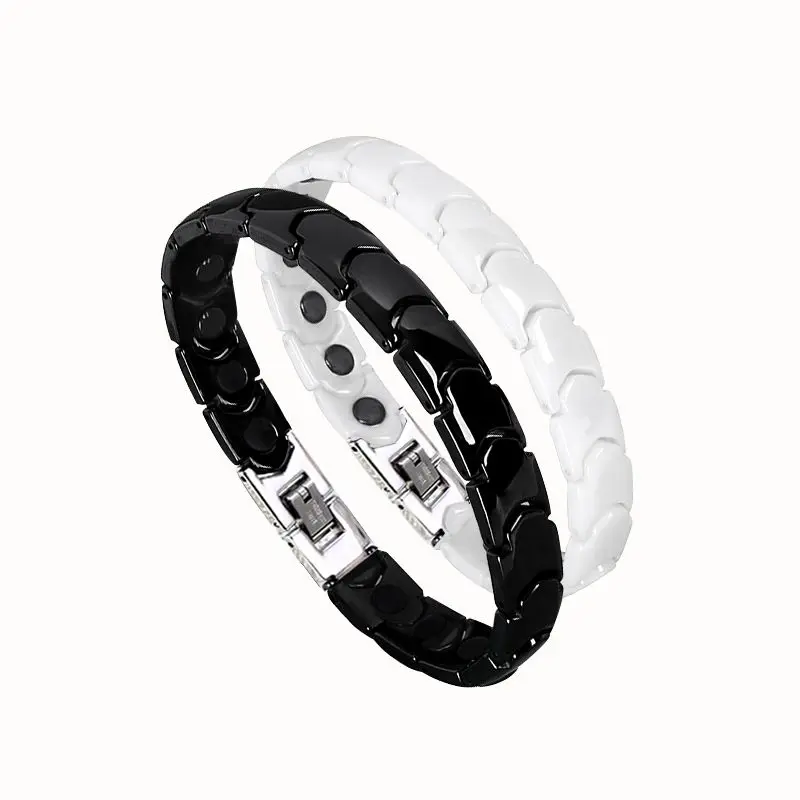Mens Magnetic Therapy Black Power Band 4 in 1 health elements ceramic bracelet