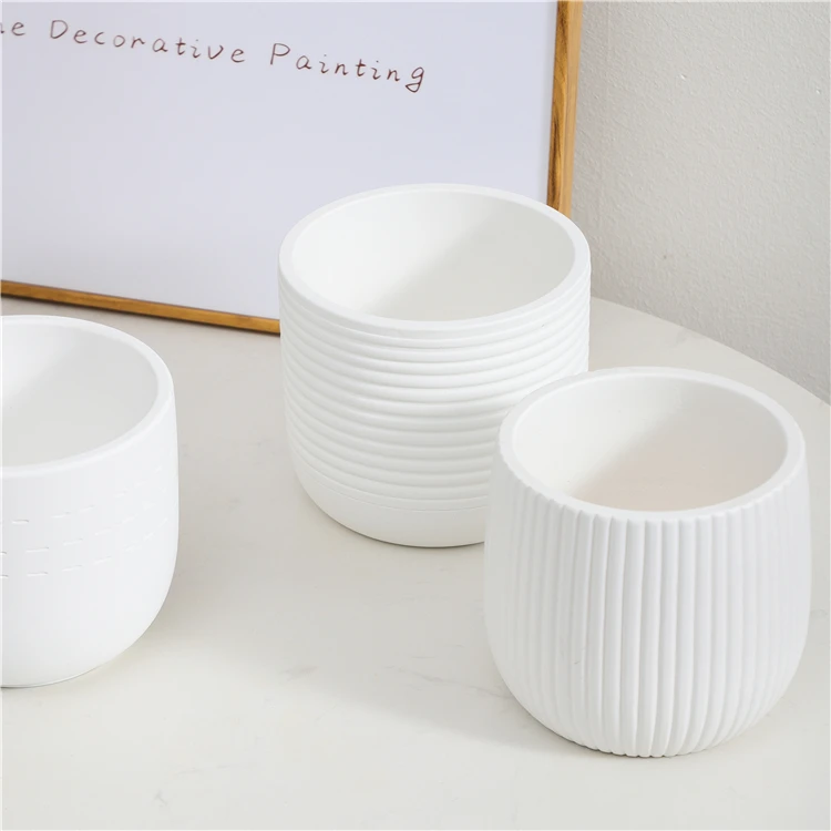Nordic style garden decoration indoor outdoor planter pot white wholesale cement succulent flower pots
