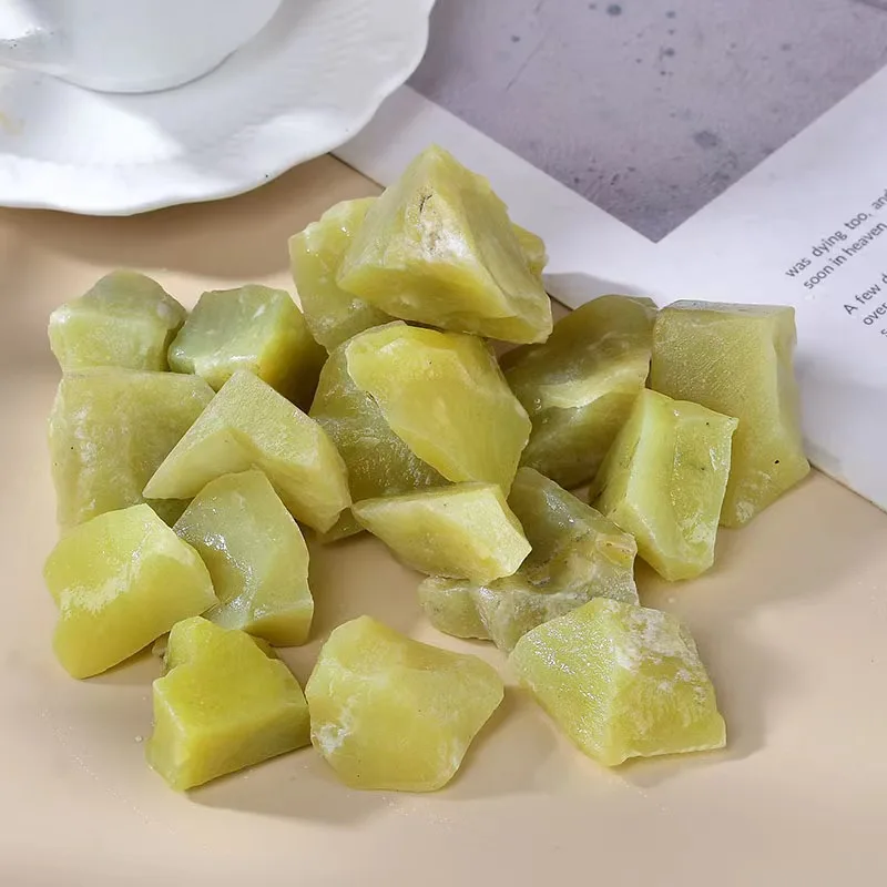 Natural best selling Crystal spiritual Healing Semi-Precious Stone Quartz Lemon Jade Raw Stone For home fengshui decorations