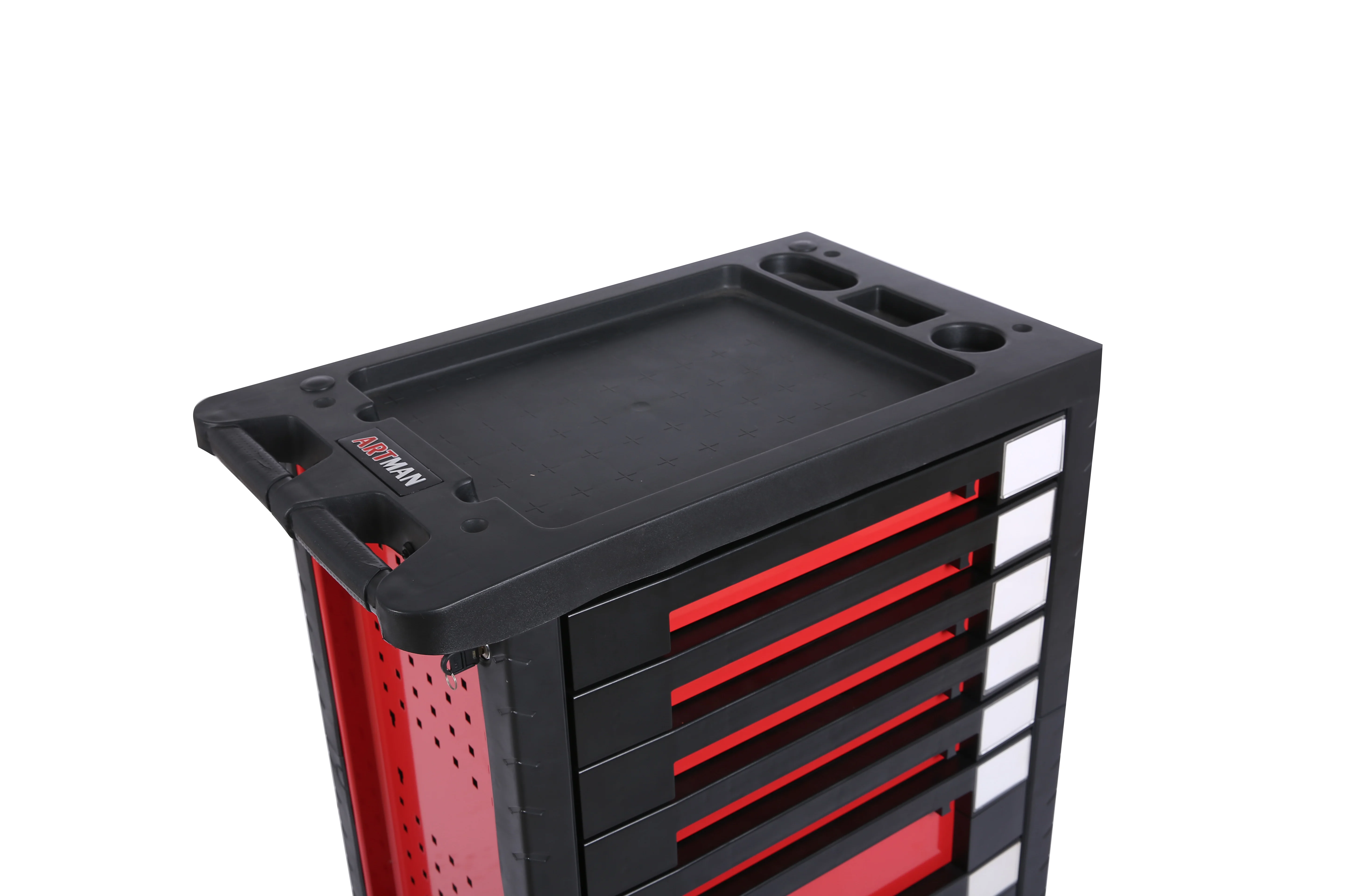 Desk drawer rolling tool cabinet with black front