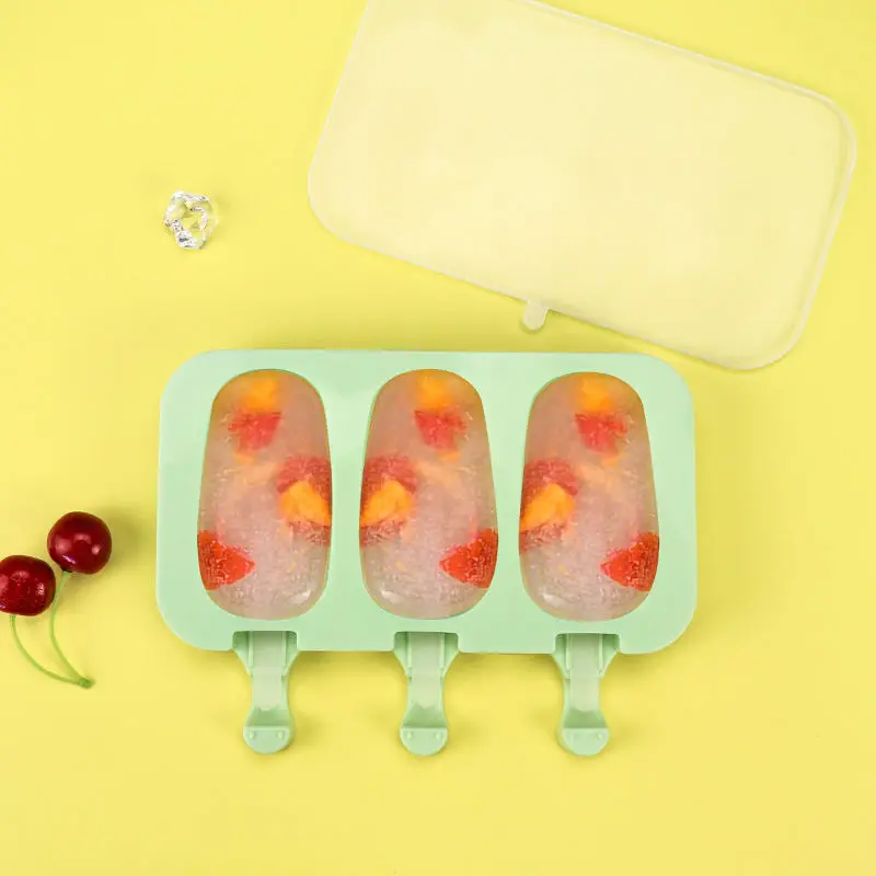 DIY Food Grade BPA Free Ice Mold Tools 3 Companies Silicone Candy Popsicle Ice Cream Mold with Lid