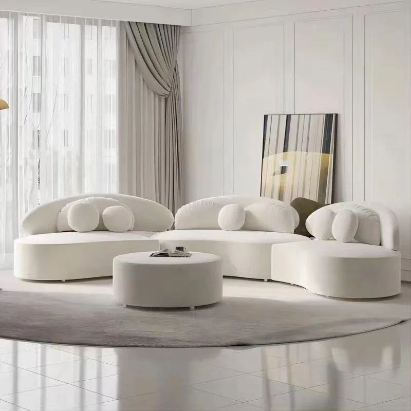 Nordic High Quality Curved Sectional Sofa Luxury 3 Pieces Modular Sofa Velvet Lounge Couch Fabric Cambered Sofa For Home Hotel