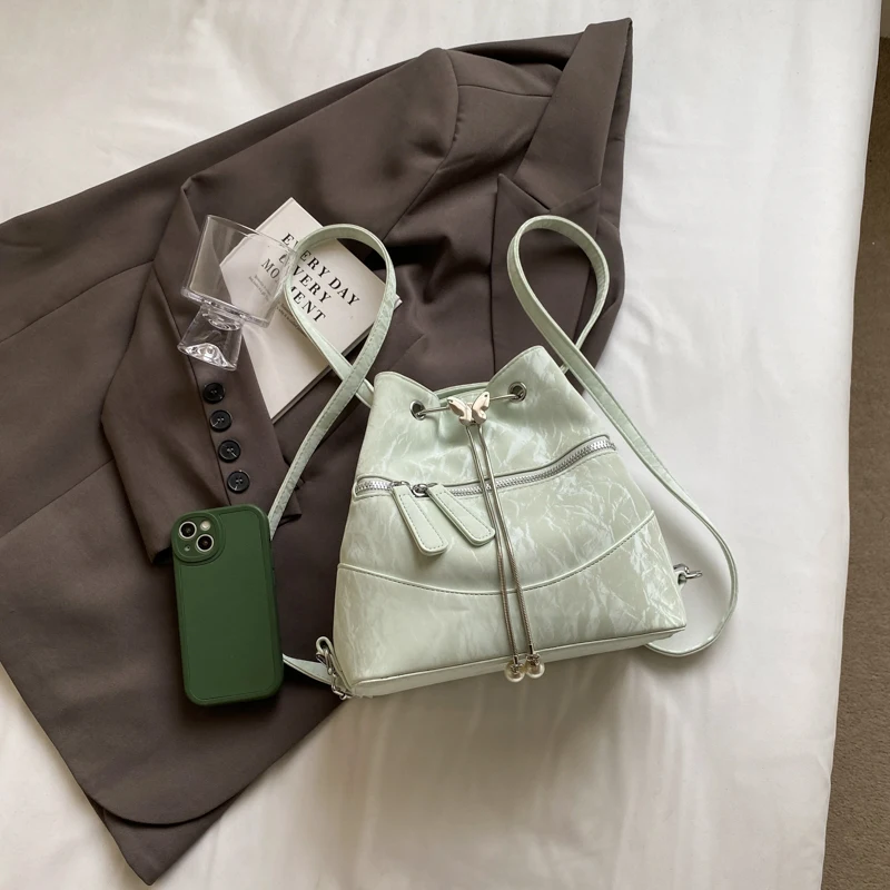 High-end stylish women's backpack 2024 new all-match backpack tote bag multi-purpose shoulder bucket bag