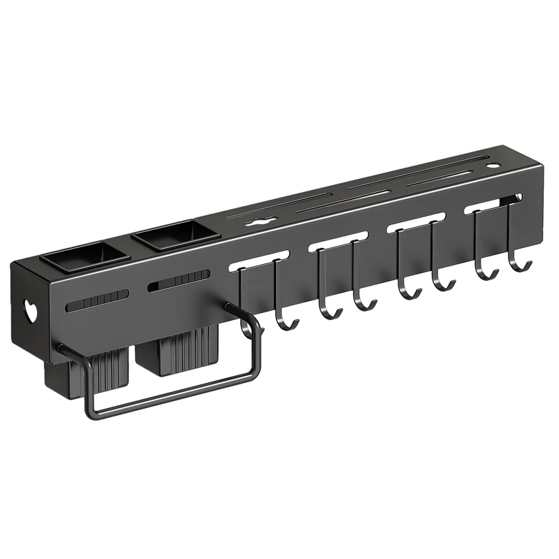 Multifunctional Stainless Steel Kitchen Rack Wall-mounted PC Plastic Tableware Tool Storage Cloth Hanging Can Storage Bench Top