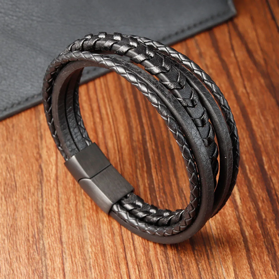 men custom leather & st steel bracelet stainless steel and leather bracelets for men