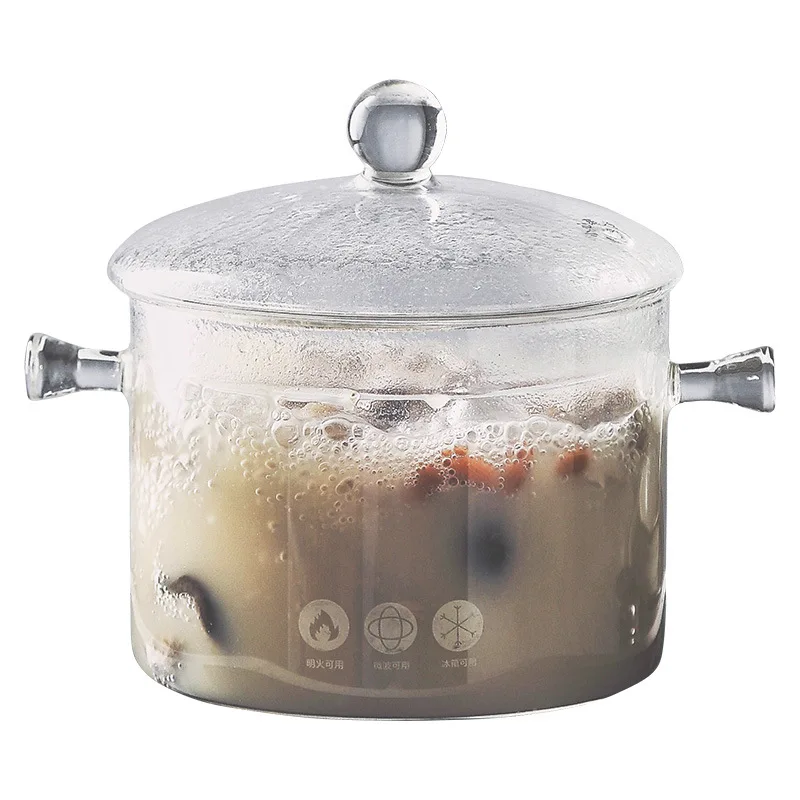 
Glass Saucepan with Cover, Heat Resistant Glass Stovetop Cooking Pot with Lids for Pasta Noodle, Soup, Milk, Baby Food 