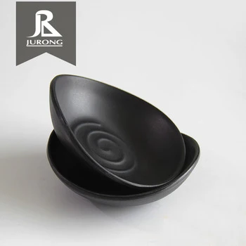 Modern restaurant melamine custom black taco holder plate dinnerware for wholesale