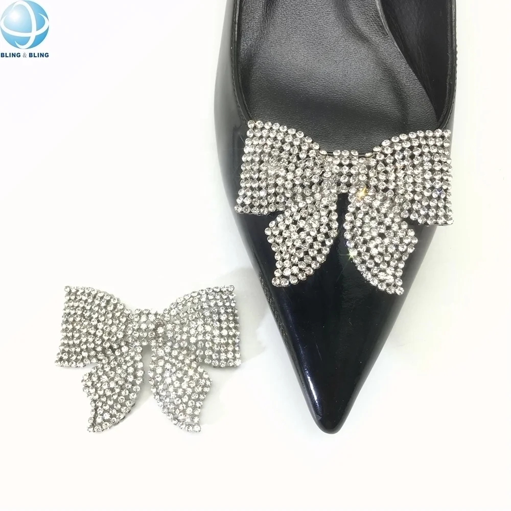 Handmade Metal Crystal Decorative Bowknot Shoe Brooch Clips Accessories for Wedding Shoes