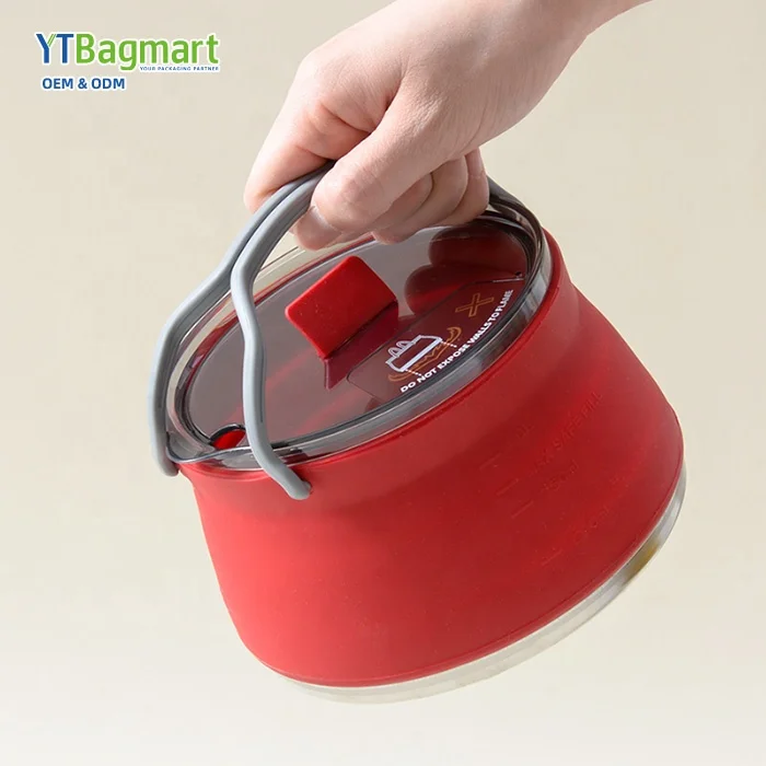 Outdoor Camping Cookware Set Silicone Folding Kettle Soup Pot Camping Portable Tableware