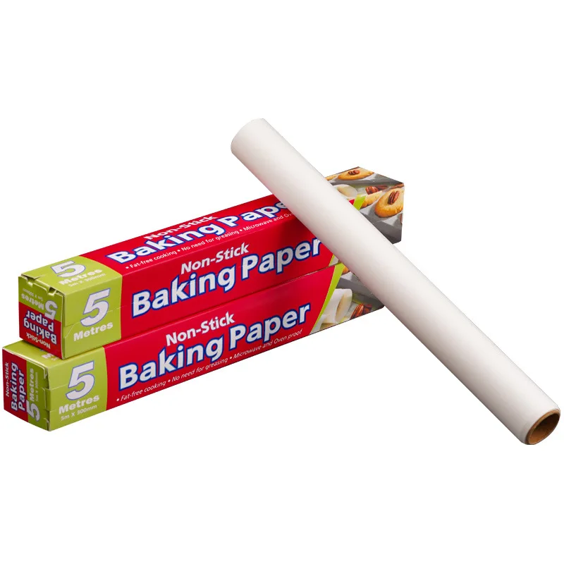 Factory Directly Supply Easy Cut Grease Proof White Silicone paper cooking roll unbleached parchment paper roll for baking