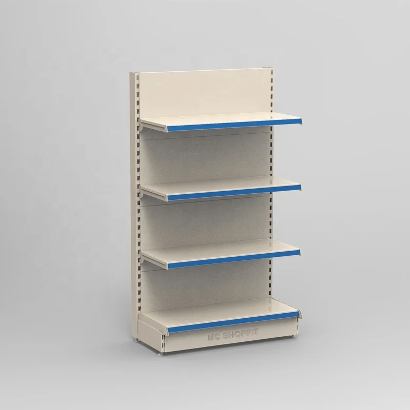 На одной стороне гондолы металла полки супермаркета shelving