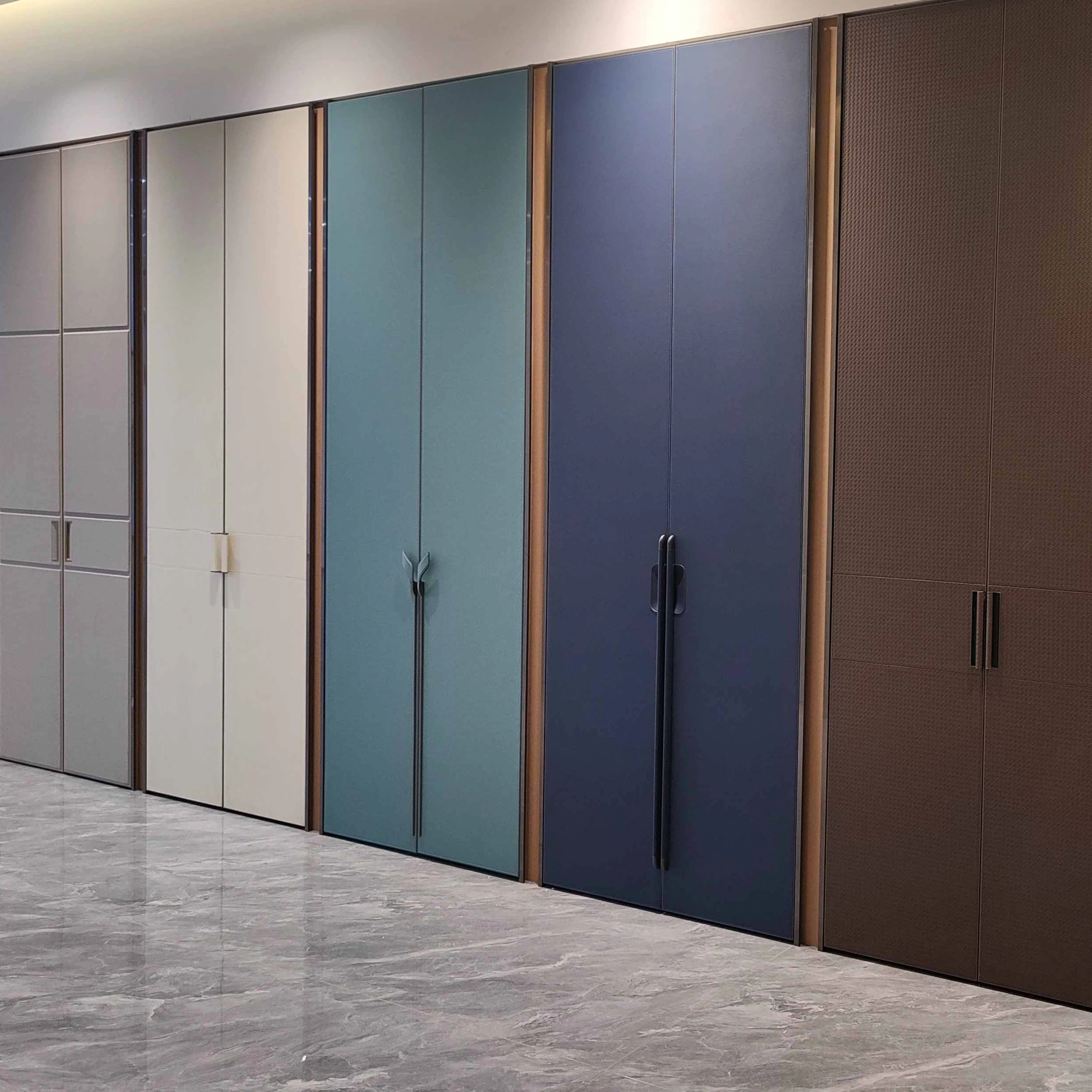 Eco-friendly Materials Hinges Free Wardrobe Hardware Wooden Aluminium Leather Door