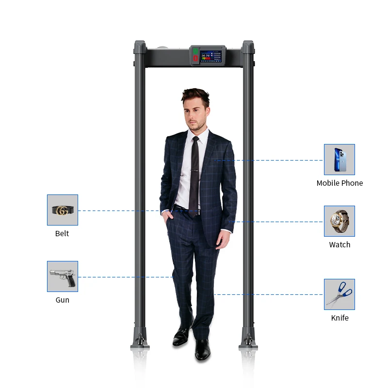 Multi zones Door Frame Metal Detector Walk Through Metal Detector Security Gate for Temperature Checking
