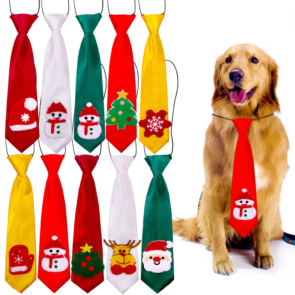 Christmas Pet Decorative Bow Tie Large Dog Golden Retriever and German Shepherd Solid Color Plush Accessories Bow Tie