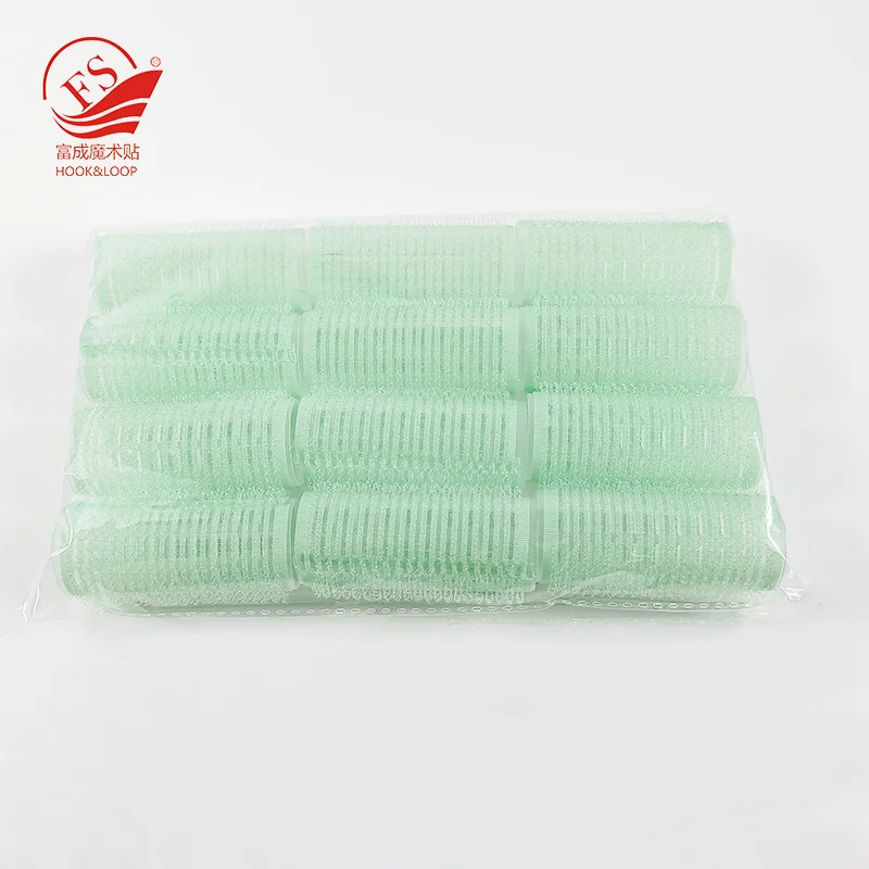 Small Size Green Color 16pcs One Set Plastic Derma Hot Heatless Hair Roller Curler Set For Hair Regrowth