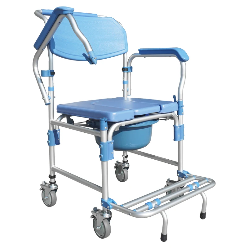 Aluminum Bedside Rehab Shower Commode Chair With Drop Down Arms