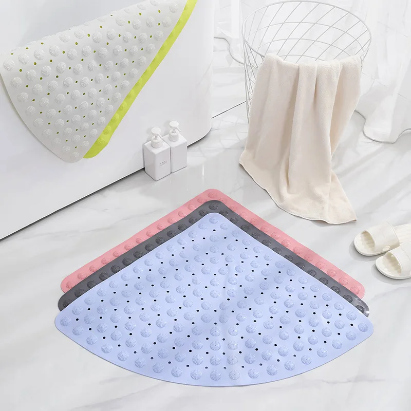 Hotel simple solid color fan-shaped bathroom shower room non-slip mat massage foot pvc mat
