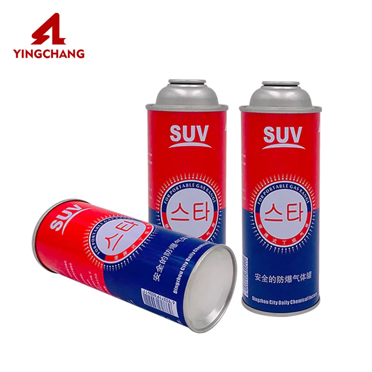 
Portable refill tin empty 220g refillable 190g aerosol camping butane gas cartridge can 
