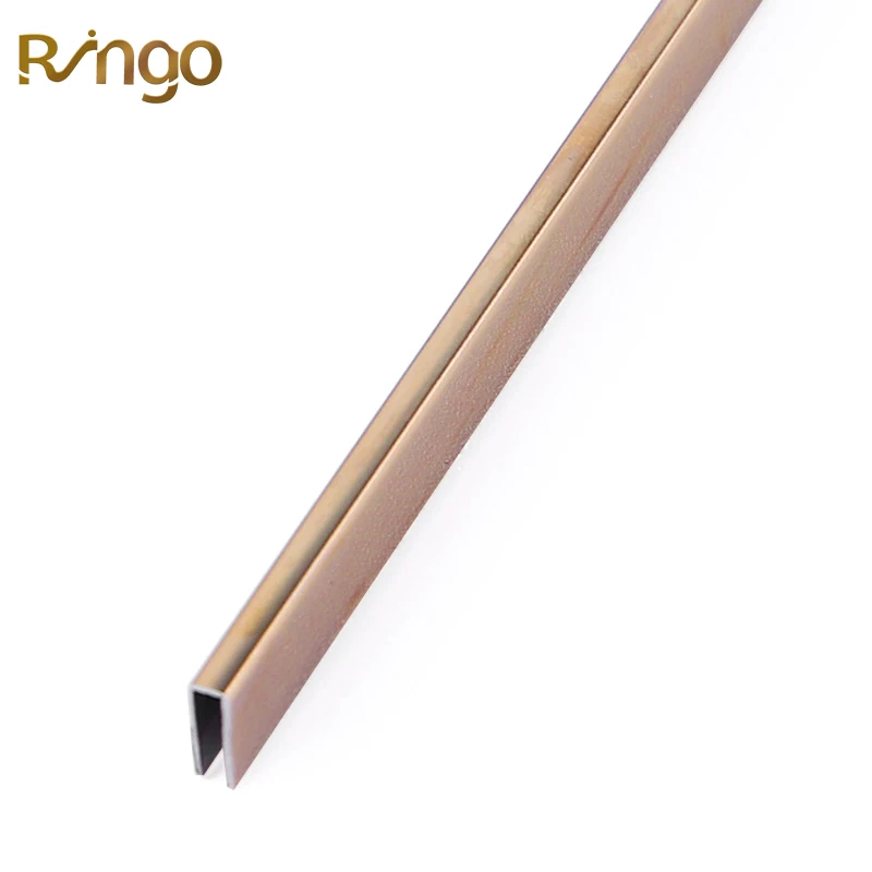 Foshan Ringo Decorative Metal Wall Brass Strip U Shape Stainless Steel Metal Aluminium Profile Edge Curved Corner Tile Trim