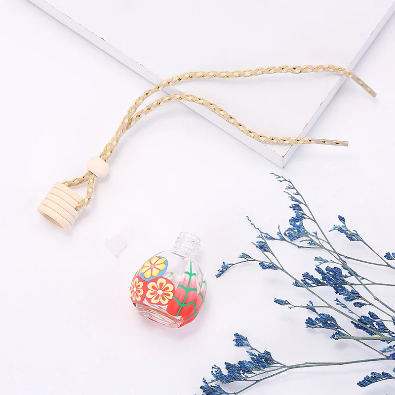 Hot Sale 8ml Polymer Clay Car Perfume Diffuser Glass Hanging Bottle Empty Car Perfume Bottle