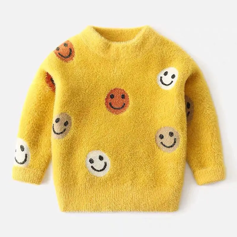 High Quality Sweater Kids One Piece Cotton Cartoon Jacquard Knitted Sweater Kids Pullover Kids Sweater