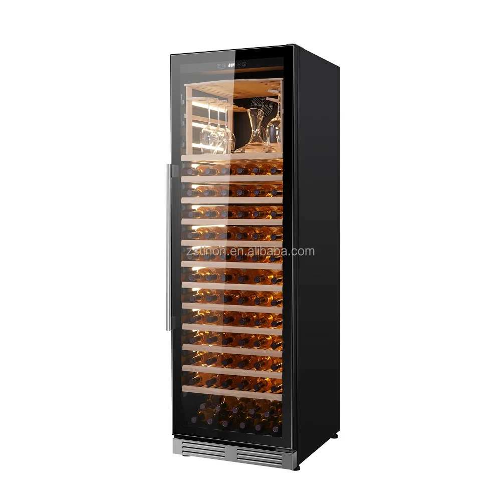 Large 300 Bottles dual zone Commercial Mirror Glass Display Restaurant Wine Cooler Cellar Antique Wine Refrigerator Wine Cabinet
