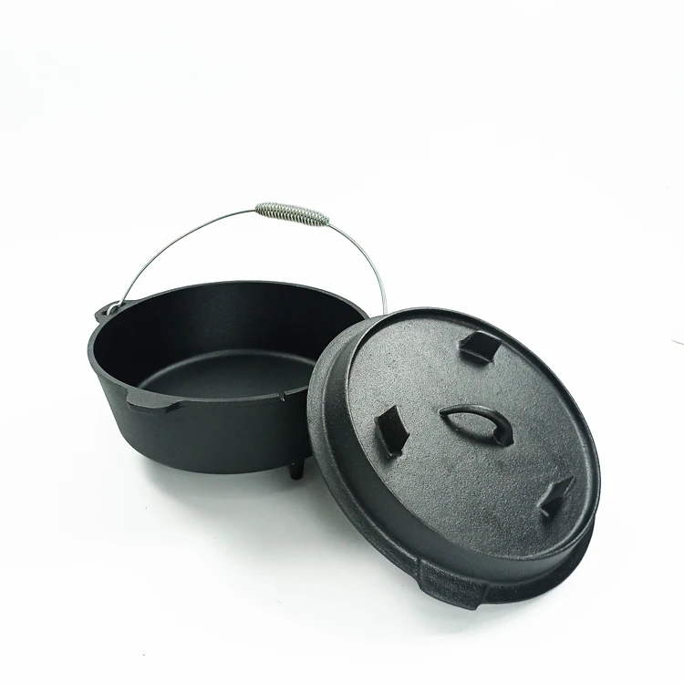 China manufacturer Kitchen ware Non stick  Hot Sale pre-seasoned cast iron pot dutch oven casserole for outdoor cook