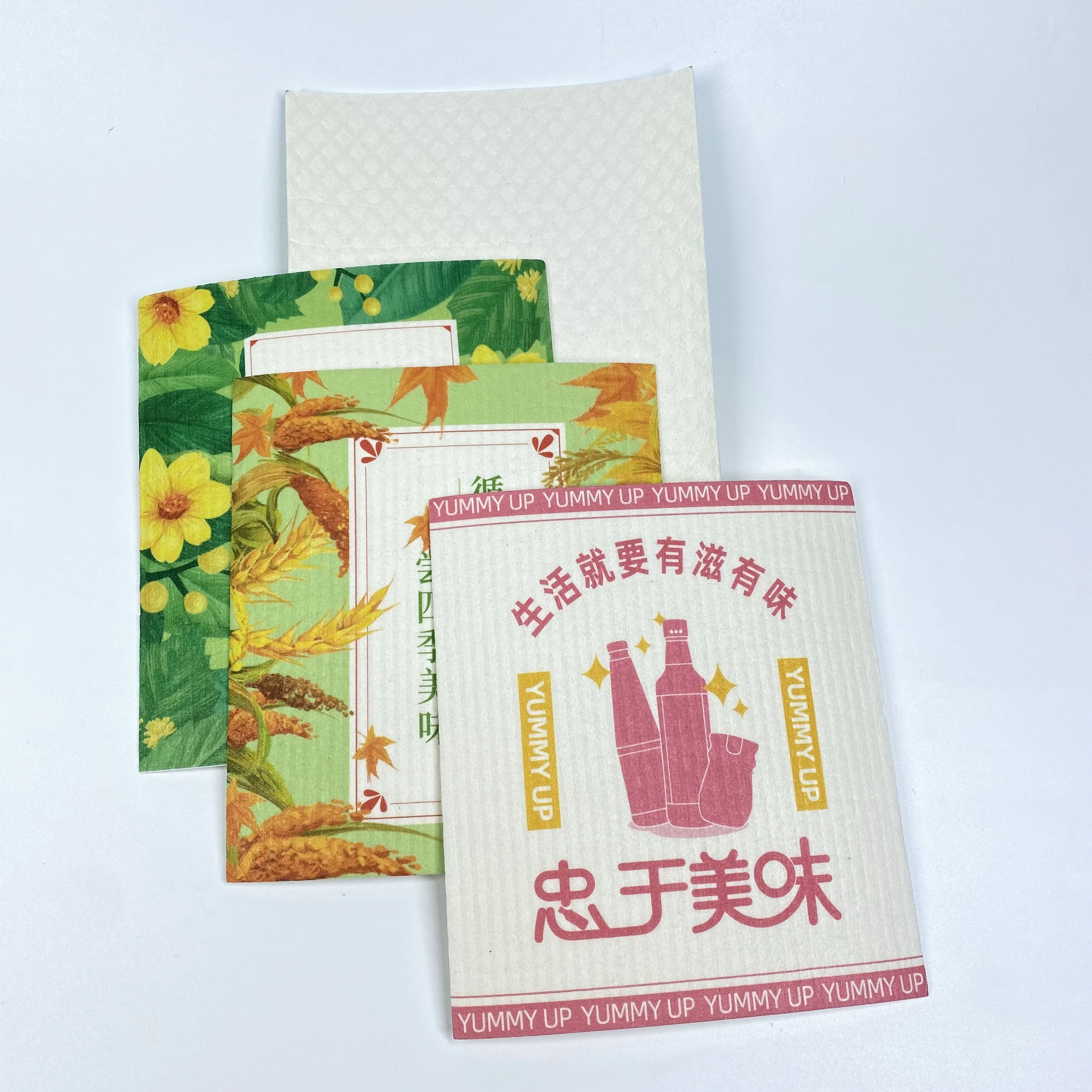 Eco Friendly Customized Printing Biodegradable Swedish Dishcloth Cellulose Sponge Cloth
