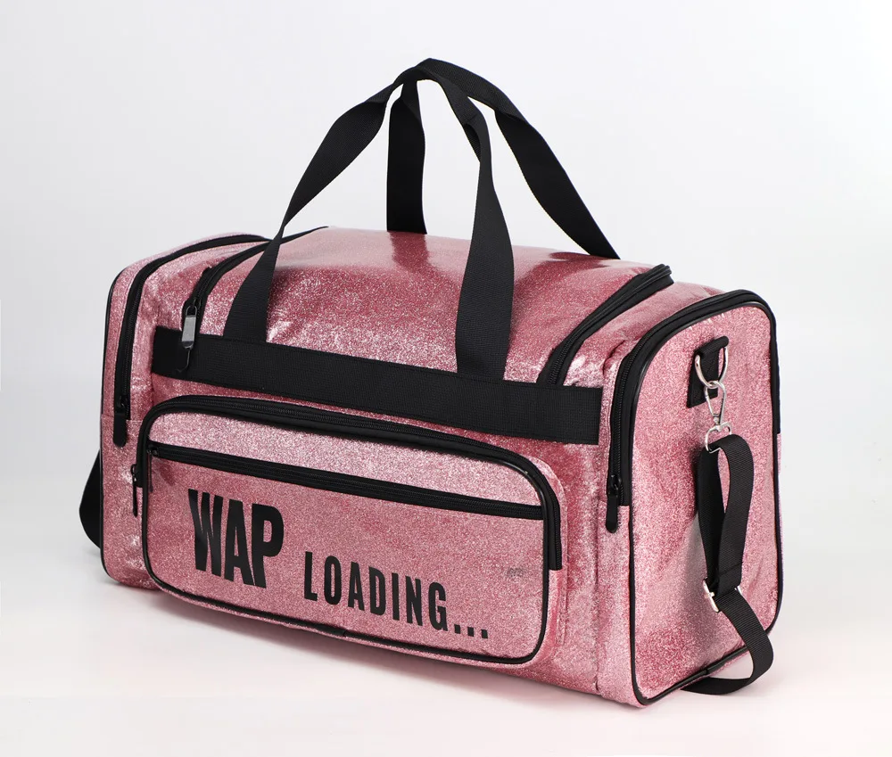 Wholesale Glitter Spinnanight Duffel Bag Custom Ladies Spend The Night Bling Bag Large Sneaky Link Bags Custom Logo Women 2022