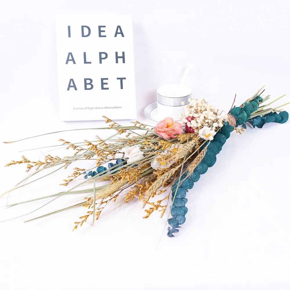 Wholesale wedding decoration table centerpiece wedding decoration table centerpiece roses eucalyptus garland dried flowers