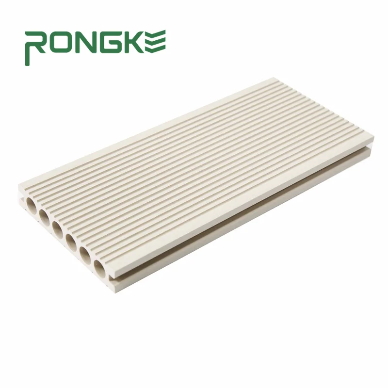Rongke Durable Grooving Low Price Guaranteed Quality Round Hole WPC Composite Hollow Decking Garden Terrace Flooring