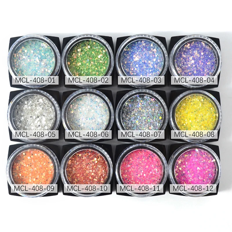 Hexagon Nail Art Glitter Flakes Sequins Set for Nails Shiny Colorful Holographic 3D Plastic 10 Sets