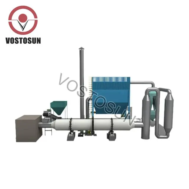 Wood Flour Chips Rotary Drum Drying Dryer Line