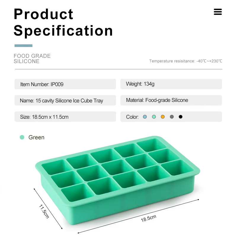 Eco-Friendly Big Kitchen Ice Cube Molds Letter Custom 15 Silicone Ice Cube Tray