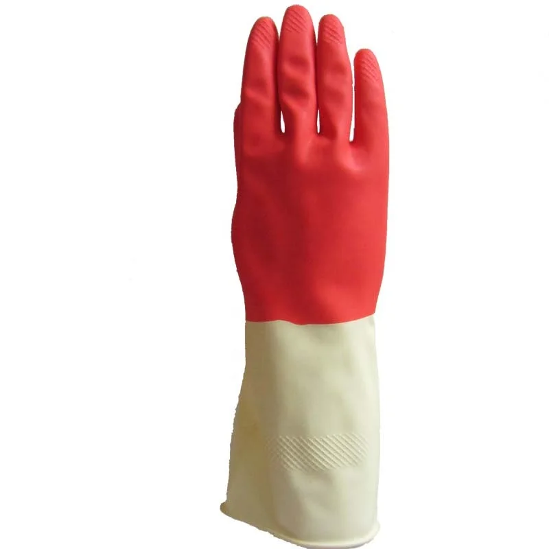 household custom logo  latex glove bicolor waterproof latex kitchen glove cleaning heat resistant food grade rubber glove