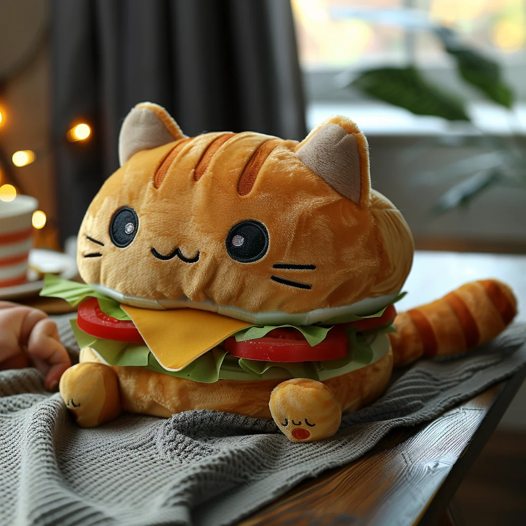 Kawaii Plush Sandwich Cookies Kitten Dolls Soft Cute Biscuit Cat Stuffed Dolls White Cat Plush Toys