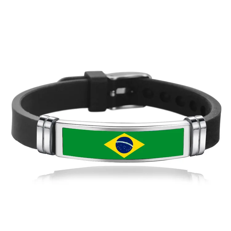 custom Brazil Spain Portugal England flag watch silicone bracelet,national countries flag silicone rubber bracelet