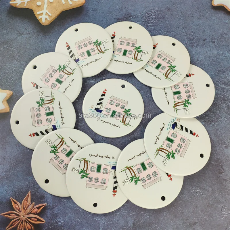 1 Round Christmas Ceramic Ornament Blanks Star Ball Shape Acrylic Aluminum Ceramic Ornaments for Sublimation Ceramic Ornament