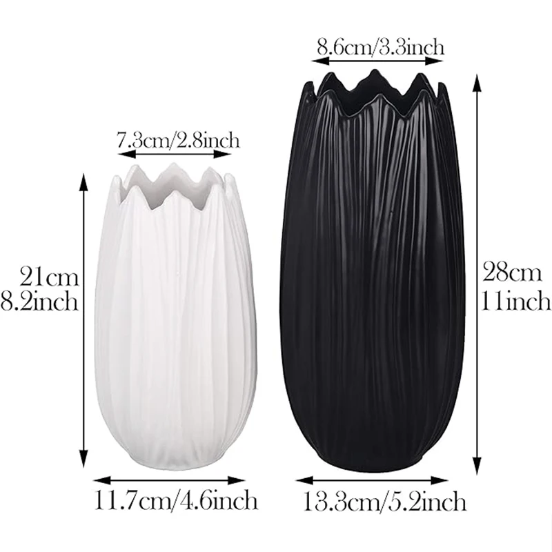 Simple Nordic Ceramic Vase Regular Shape Chinese Porcelain Vases Black White Ceramic Ornaments Home Home Decor Vase