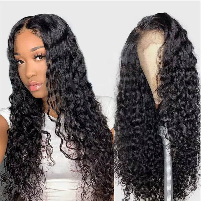Wholesale Raw Indian Hair Water Wave Glueless Lace Front Wigs Original Human Hair Hd Lace Frontal Wig