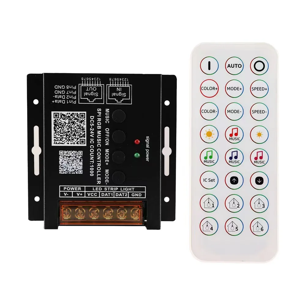Bluetooth SPI RGBIC Music Controller 5V12V24V Smart Wifi Wireless Remote Control