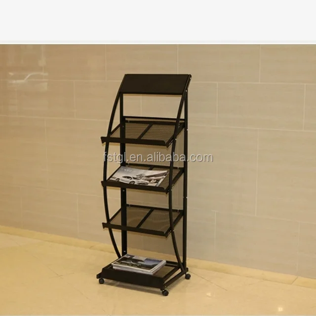 Powder Coating Finish Metal Wire Magazine Rack Display Stand Book Shelf