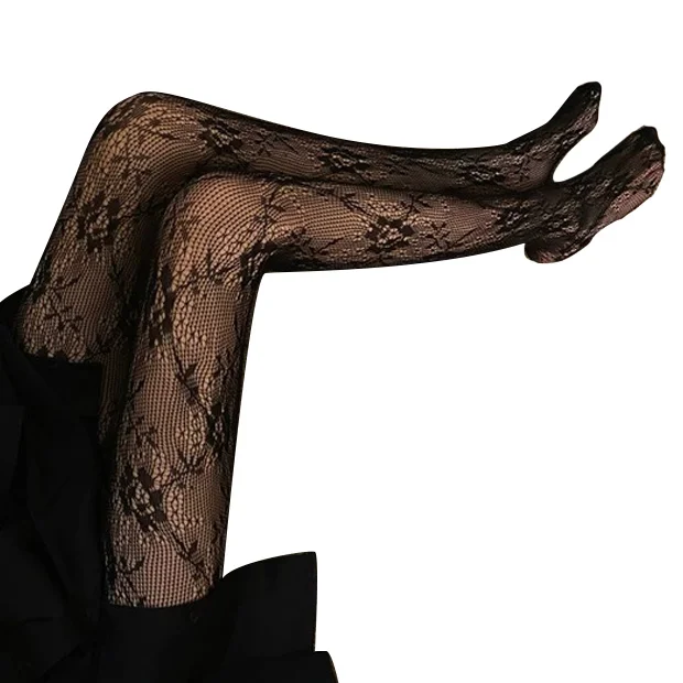 ALLCH RTS Flower Stockings Mesh Stockings Women Pantyhose Long Sexy Summer Lolita Hollow Lace Japanese Girls Tube White Black
