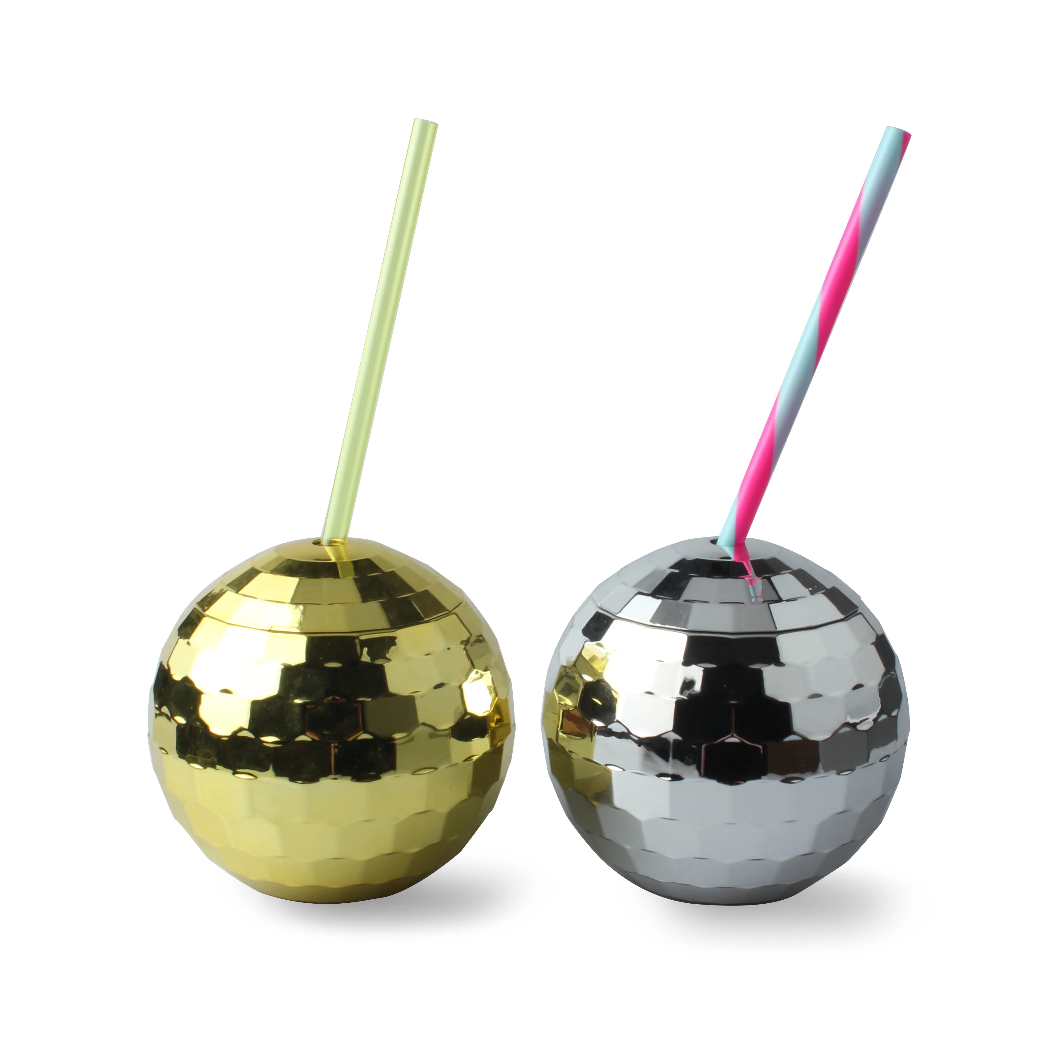 Wholesale 2024 Disposable Products 20 OZ Plastic Disco Ball Cup Colourful with Straw and Lid Food Grade All-season