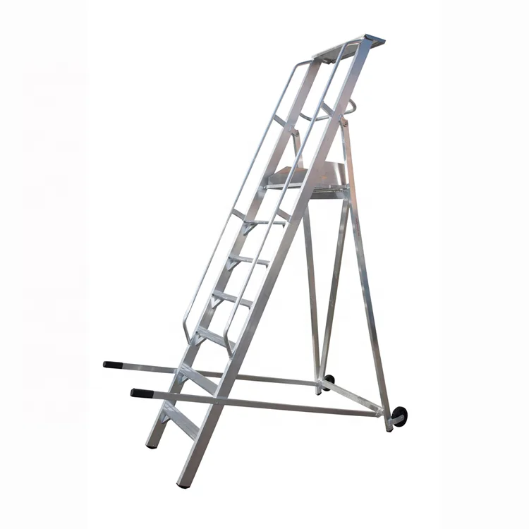 
Strong Metal shelf ladder with wheel for warehouse, Office, Supermarket 