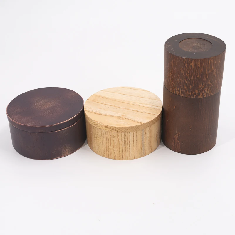 Custom Round Shape Wooden Storage Box With Lids