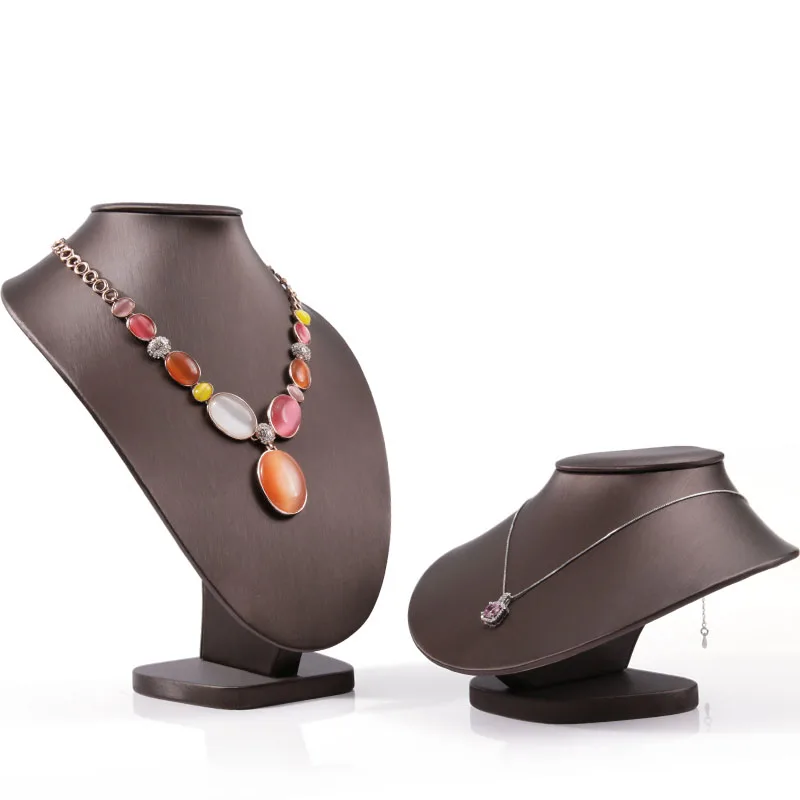 
DIGU Brushed PU leather model neck necklace display stand jewelry pendant frame window necklace bust jewelry display props 