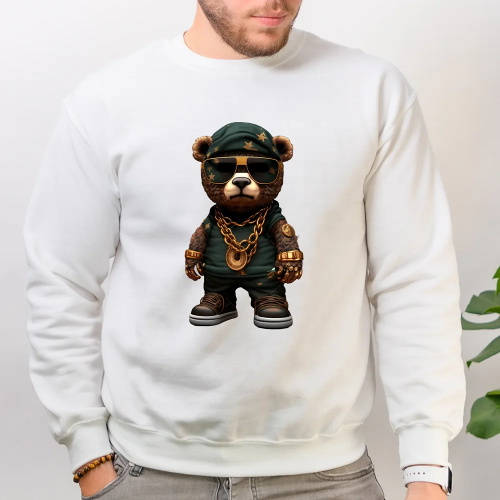Hot Sale Hip Pop Street Animals DTF Custom Heat Transfers Hustle Cash Money Bear Digital Print Heat Transfer Stickers for T-shir